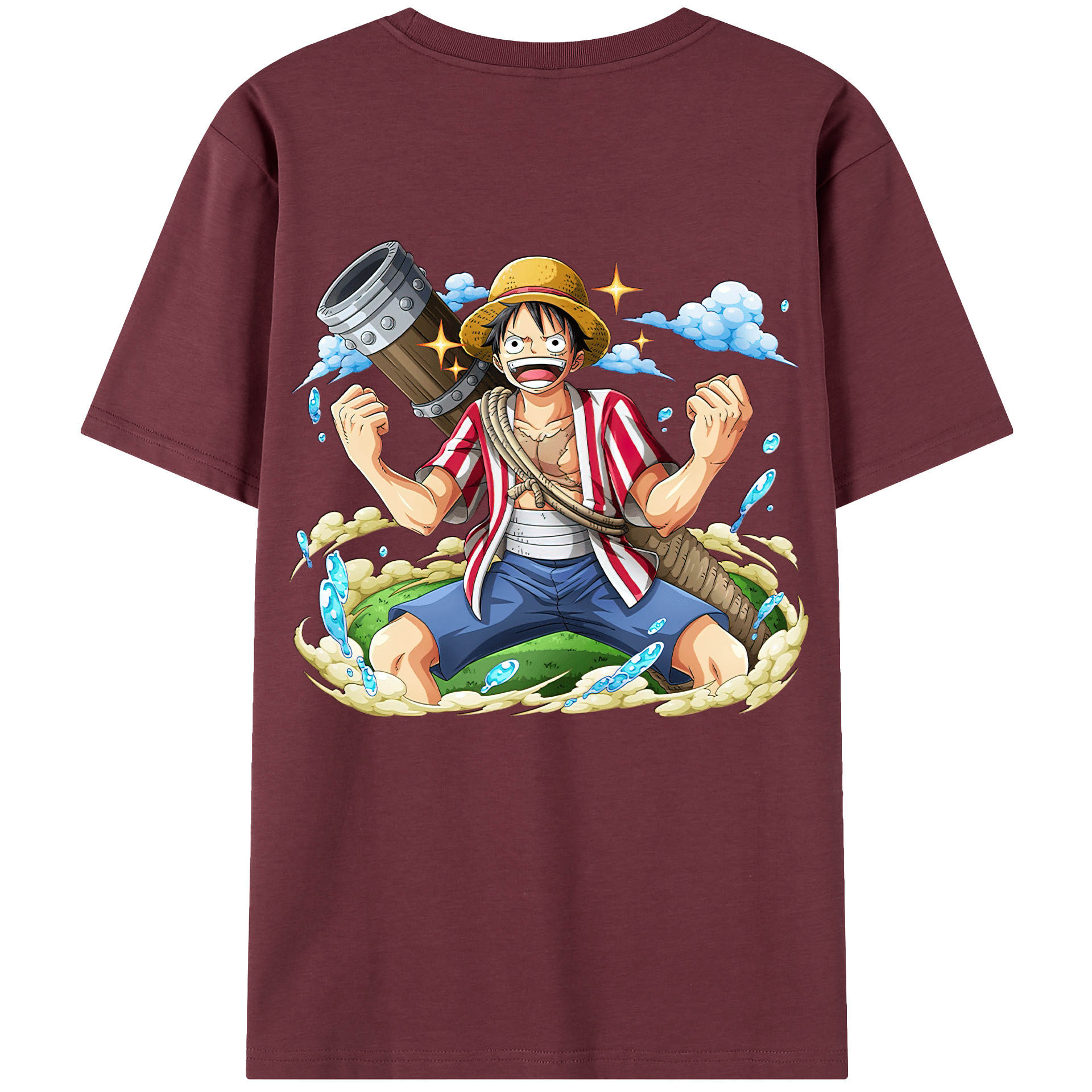 ワンピース モンキー・D・ルフィ ONE PIECE Monkey D. Luffy 綿100％半袖Tシャツ（背面プリント）